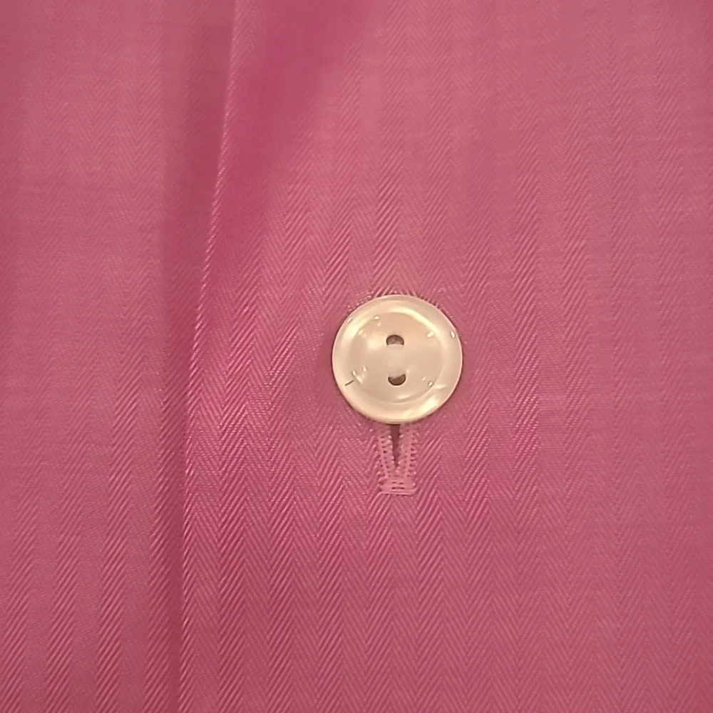 Eton Mens Slim Semi-Twill Contrast Collar Pink Dress Shirt Like New 15 3/4 - Picture 7 of 12